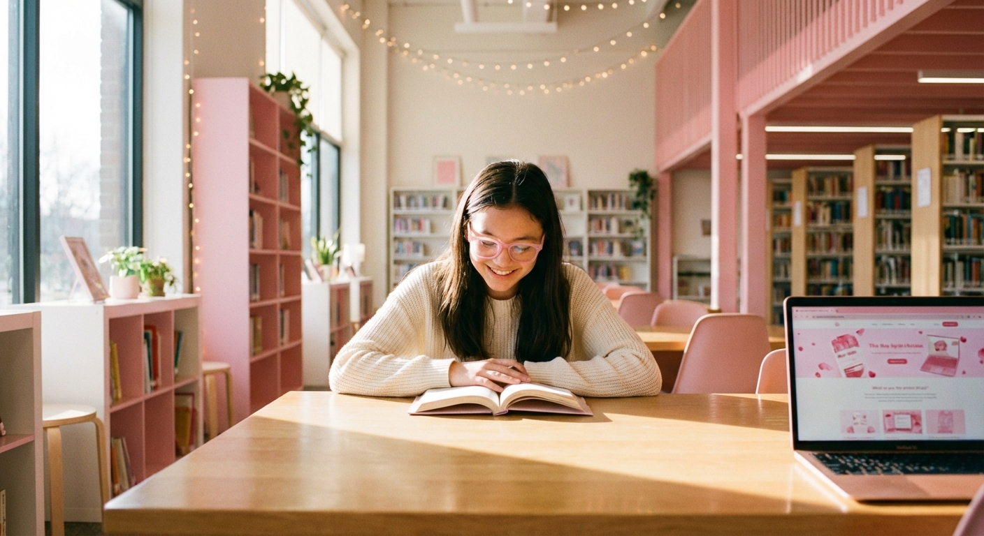 Student studying in a warm environment